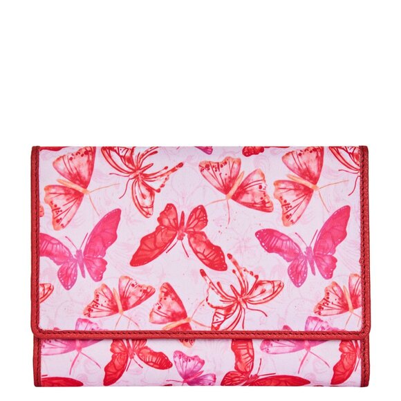 Hand Crafted Fabric Printed Pink Trifold Wallet Card Holder – Women’s Organizer - Picture 1 of 9